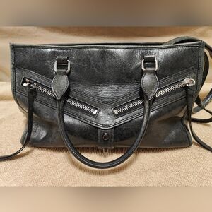Botkier New York Black Leather Satchel Bag With Crossbody Strap